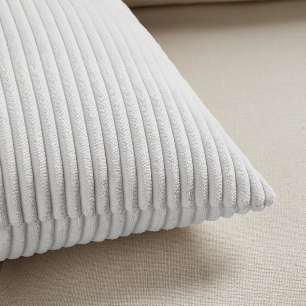 Fancy Homi Paquete de 2 fundas de almohada decorativas grandes de color blanco de 24 x 24 pulgadas para sala de estar, sofá cama, estilo rústico,