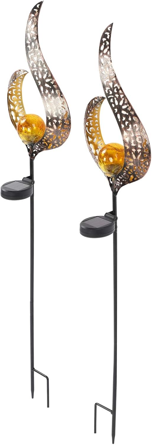 Fydun 2 Pack Solar Lights Outdoor Decorative Lights for Garden Courtyard Lawn Courtyard Pathway Lighting Warm White for Men and Women