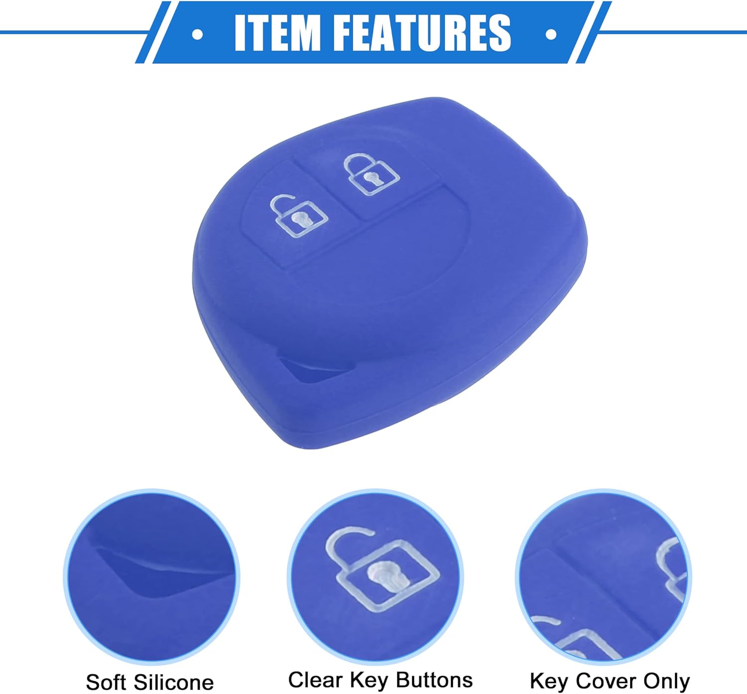 2 fundas para llavero compatibles con Suzuki 2 botones, silicona duradera, color azul oscuro, funda protectora para llave remota