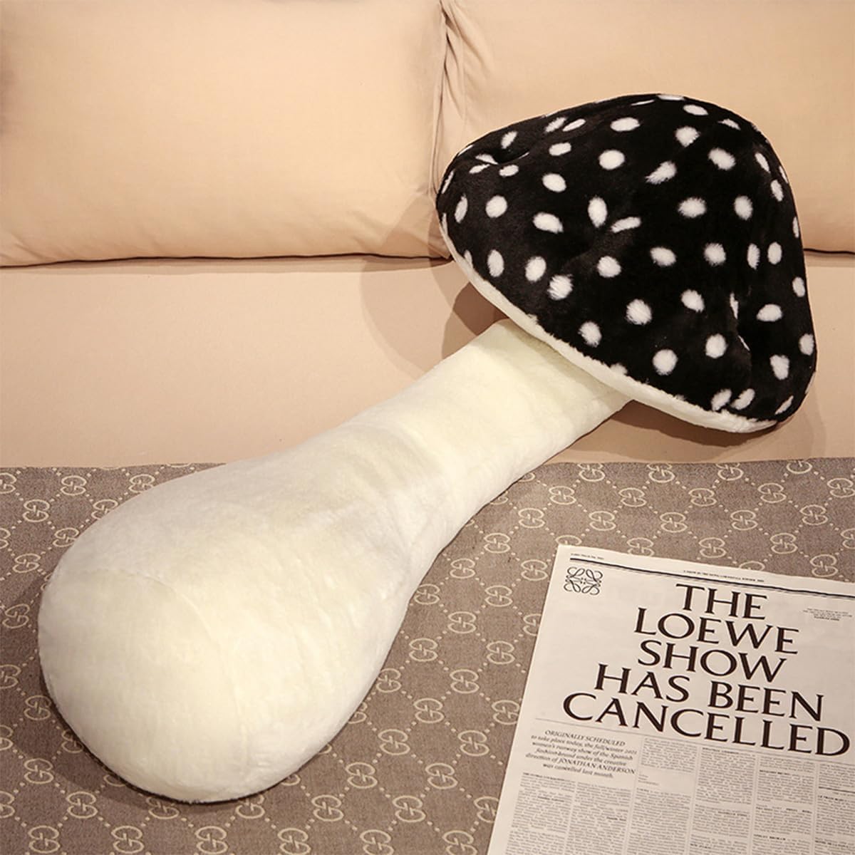 Hofun4U Almohada de felpa con forma de hongo de 51 pulgadas, almohada larga con forma de hongo, almohada corporal de felpa de hongo, regalos de