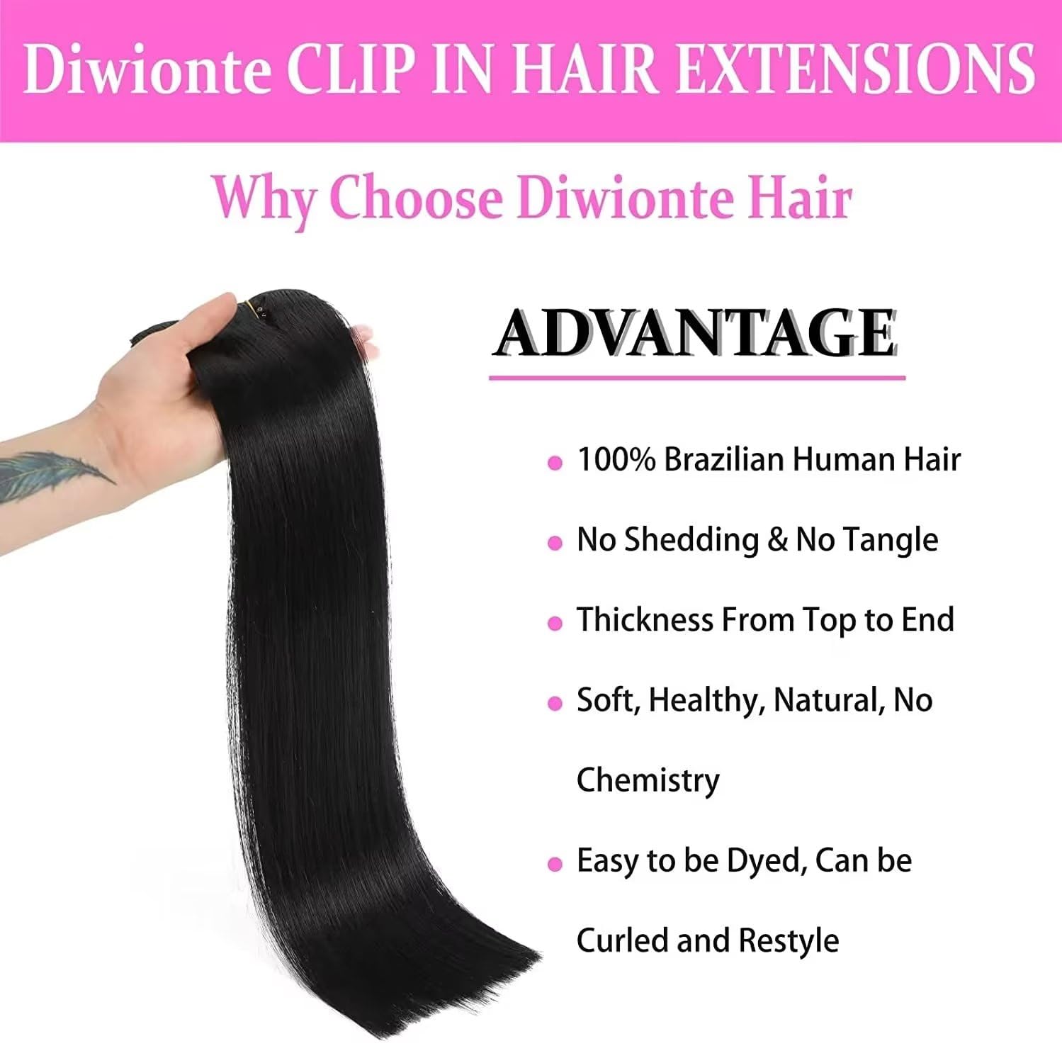 Extensiones de cabello humano real liso con clip, 100% cabello virgen brasileño sin procesar, extensiones de cabello con clip de doble trama para