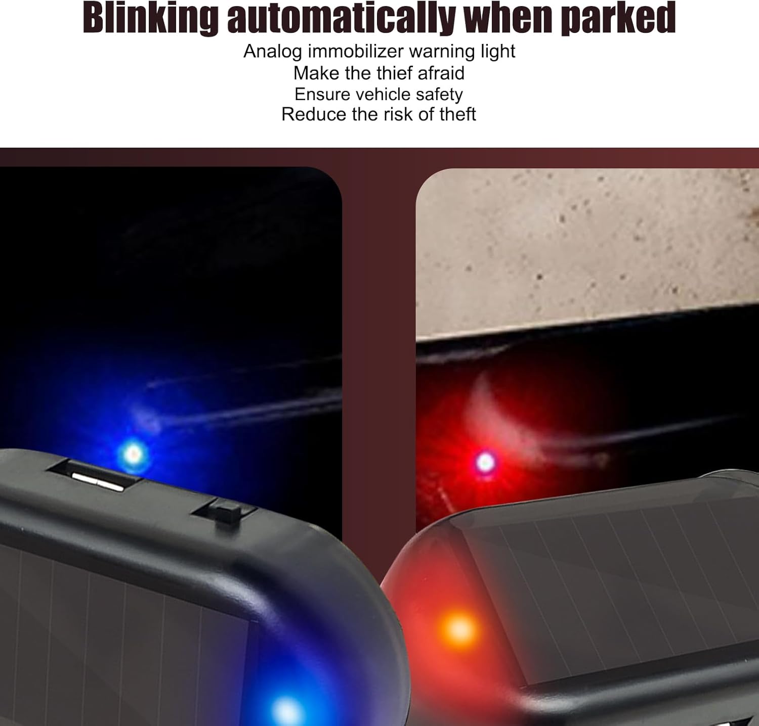 1 PC Car Simulation Warning Strobe Light, 1.96″ x 1.06″ ABS Shell Self-adhesive LED Smart Sensor Interior Sensor Light, Decorative Modification