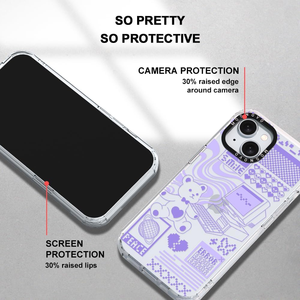 MOSNOVO Buffertech – Funda compatible con iPhone 15, impacto de caída de 6.6 pies, tecnología antidesprendimiento, TPU transparente, a prueba de