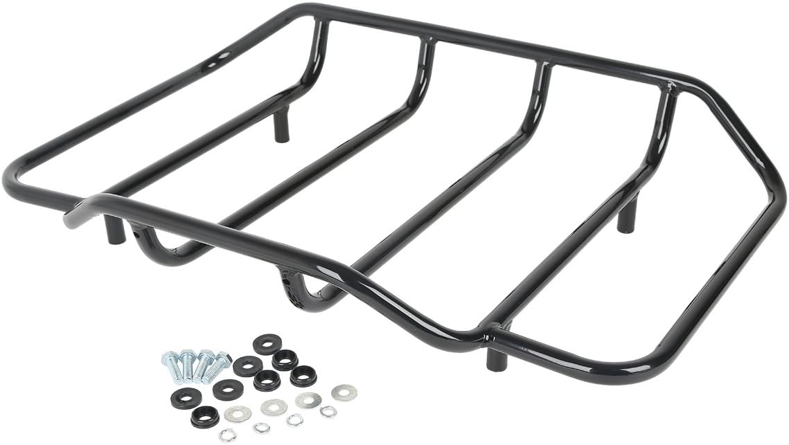 XMTMOTO Vivid Black King Tour Pack Kit Tour, paquete turístico+portaequipajes+respaldo+luz trasera de freno LED para Harley Davidson Touring Road