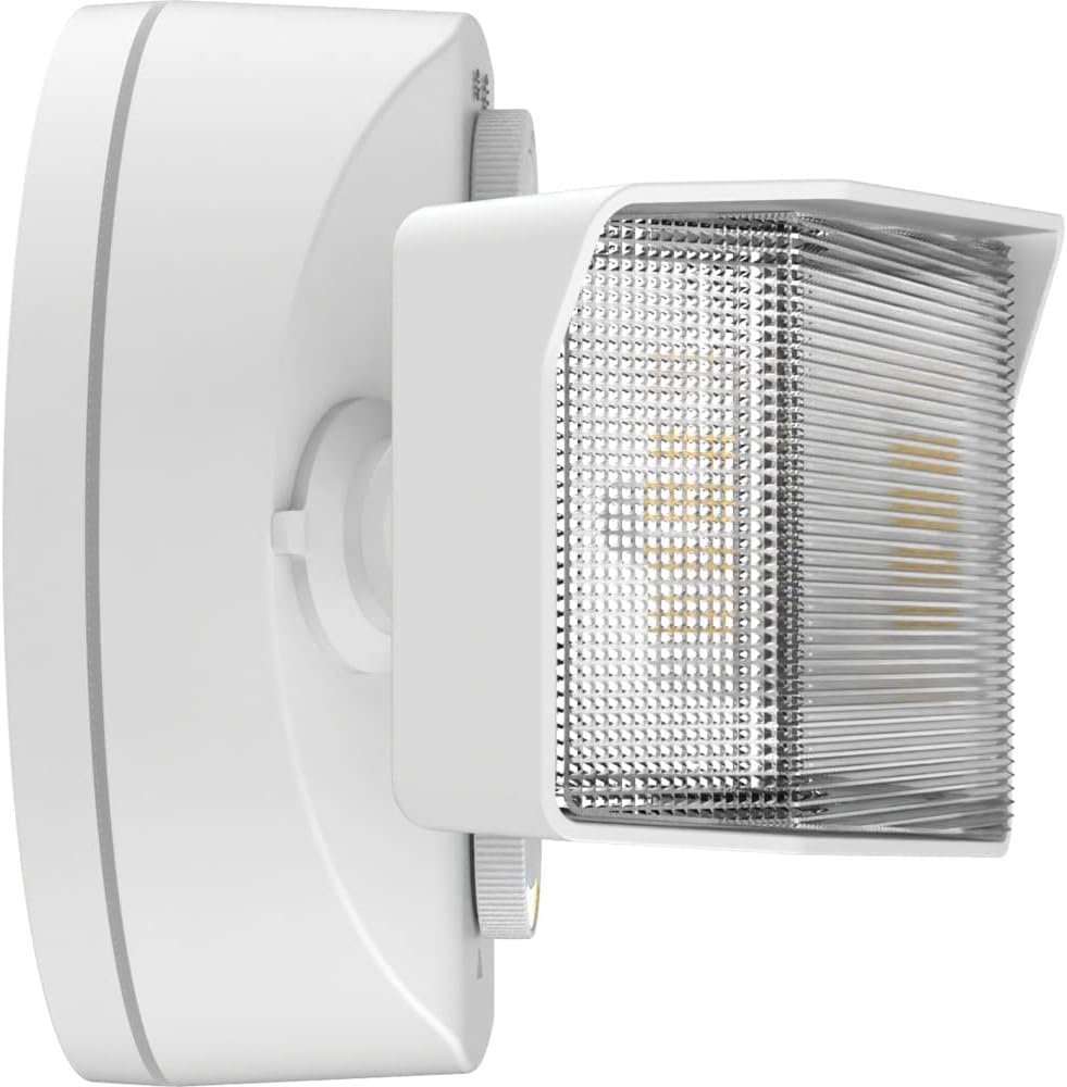 Lithonia Lighting HGX LED 2SH ALO SWW2 120 PE WH M2 HomeGuard – Reflector LED de seguridad para exteriores, salida de luz ajustable, CCT conmutable,