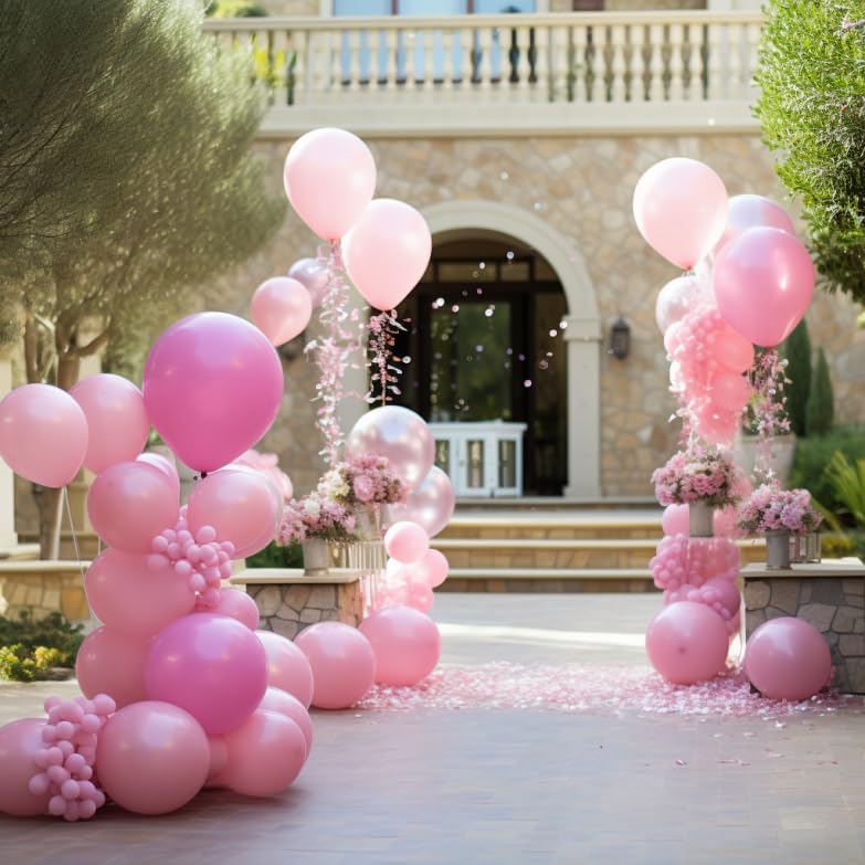 RUBFAC 120 globos de látex de color rosa pastel de 12 pulgadas, globos de color rosa claro mate para cumpleaños, baby shower, graduación,