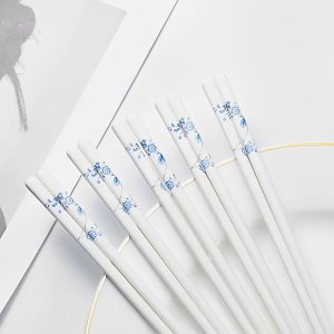 Palillos de cerámica reutilizables, 5 pares, aptos para lavavajillas, palillos azules, 9.7 pulgadas (estrellas azules) Palillos de cerámica reutilizables, 5 pares, aptos para lavavajillas, palillos azules, 9.7 pulgadas (estrellas azules)