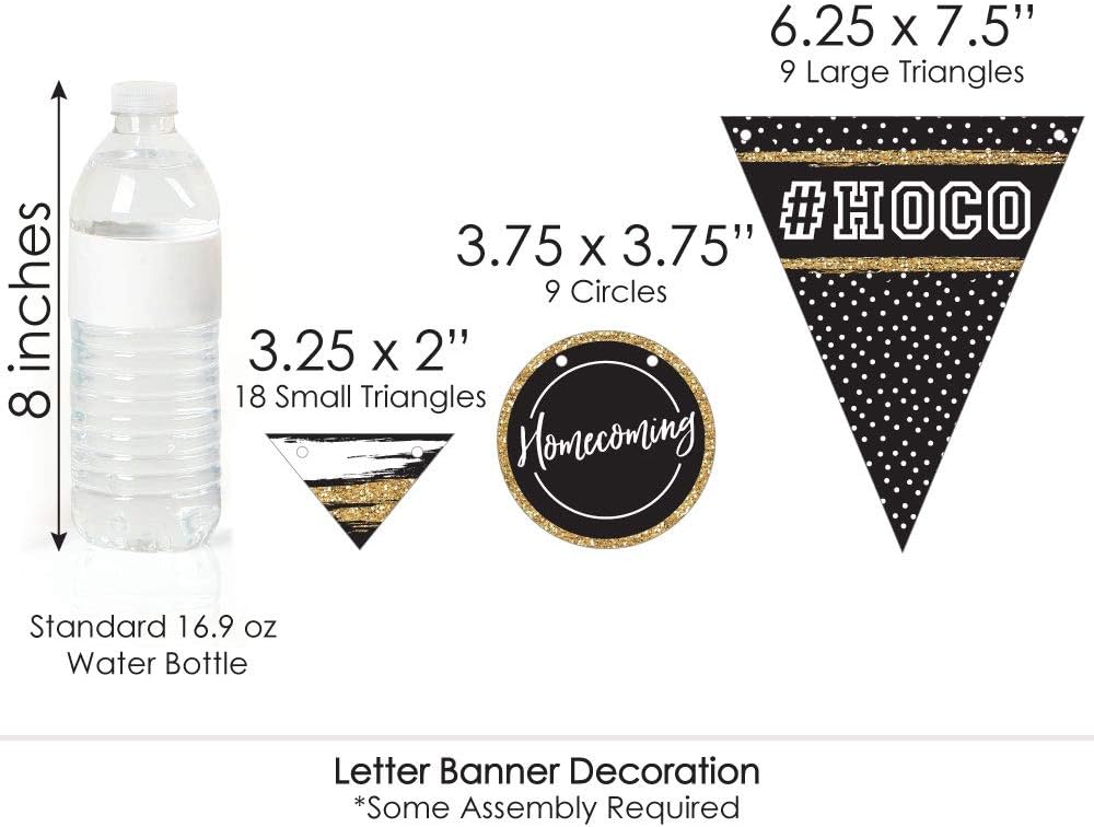 Big Dot of Happiness Hoco Dance – Decoración de pancarta de regreso a casa, 36 recortes de pancartas y letras de pancarta de regreso a casa con