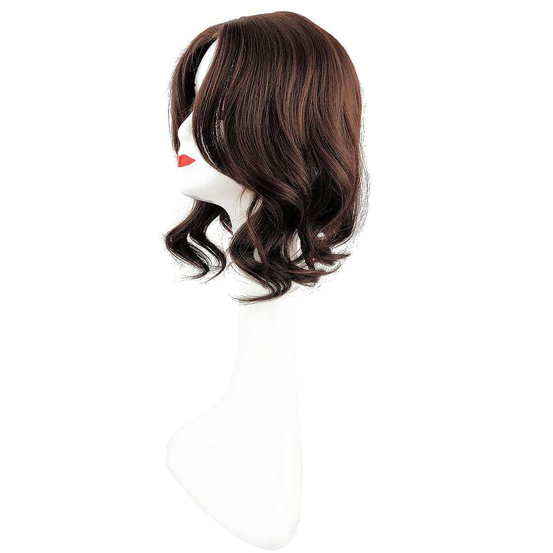 Peluquillos ondulados naturales de 14 pulgadas para mujer, 13.8 in x 4.7 pulgadas, parte media con clip en la corona, pieza de cabello marrón claro,