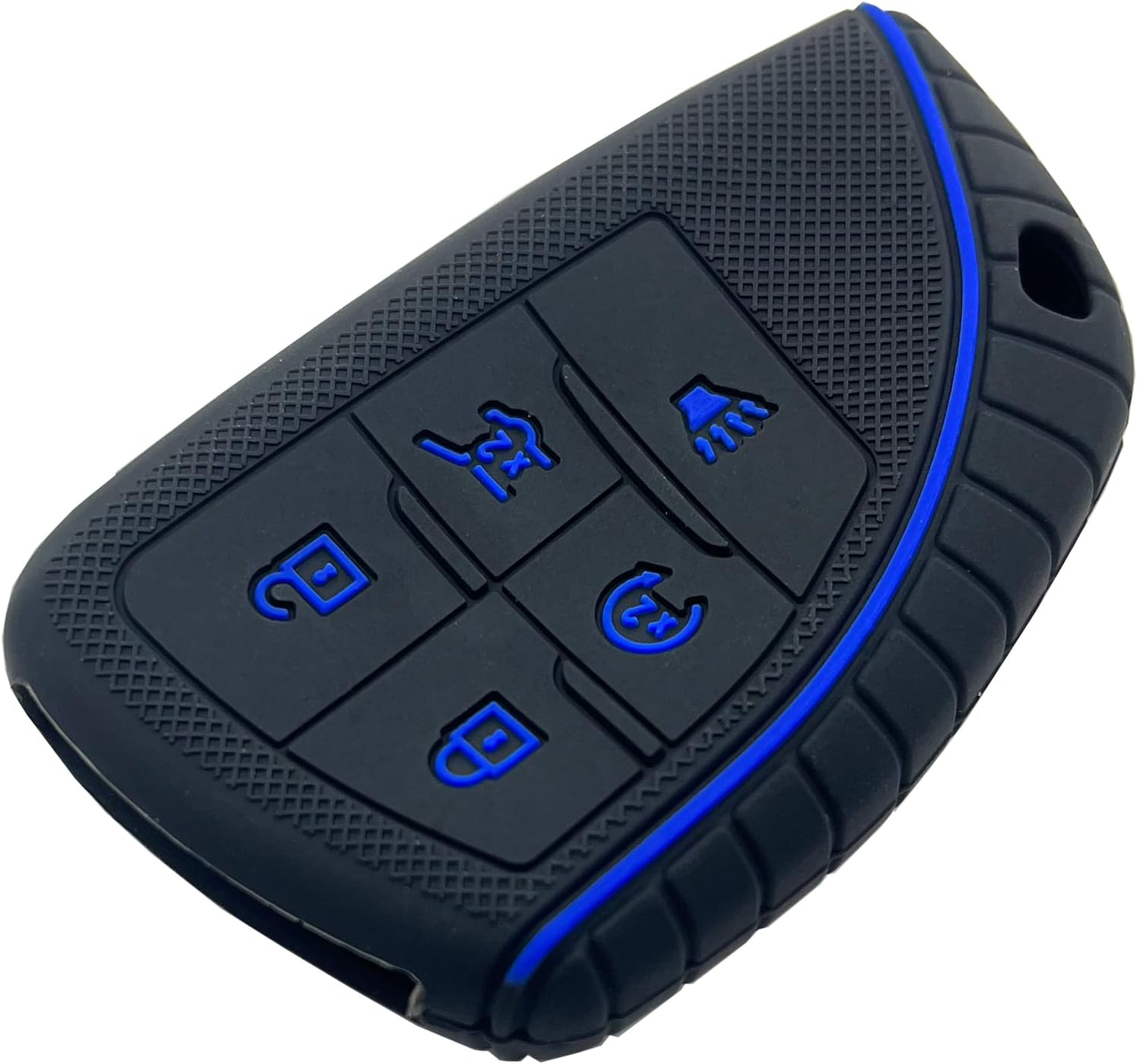 Funda de silicona para llavero inteligente de 5 botones para GMC Sierra 1500 Chevy Chevrolet Silverado 1500 2500HD 3500HD 2023 2022 (negro con rojo