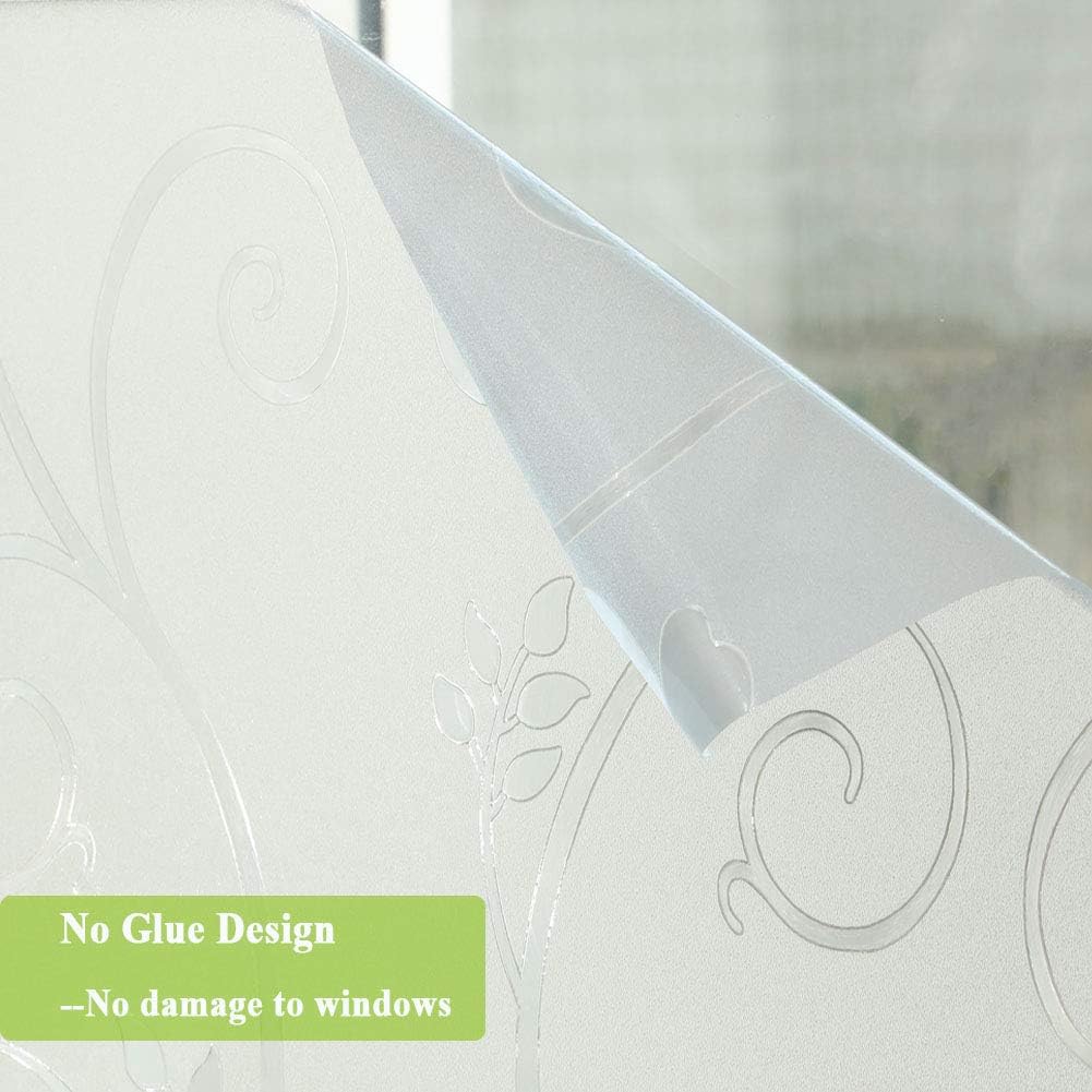Película de privacidad de flores 3D para ventana, película decorativa para puerta de vidrio esmerilado, sin adhesivo, decoración de vidrieras,