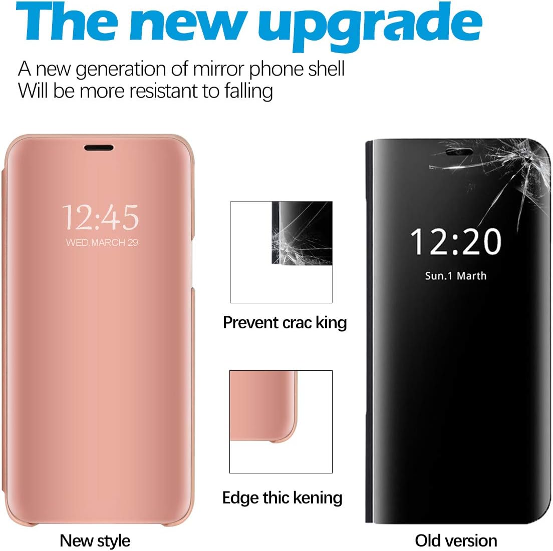 Funda para Samsung Galaxy A13 5G – Funda de piel con soporte, espejo S-View, protección a prueba de golpes y antiarañazos