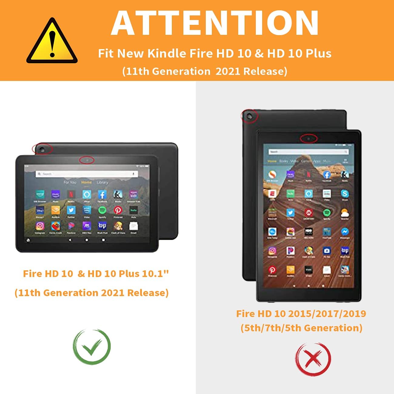 Funda para tablet Kinlde Fire HD 10 (11 generación 2021) Fire HD 10 Plus 2021, funda delgada de piel sintética con función atril y apagado