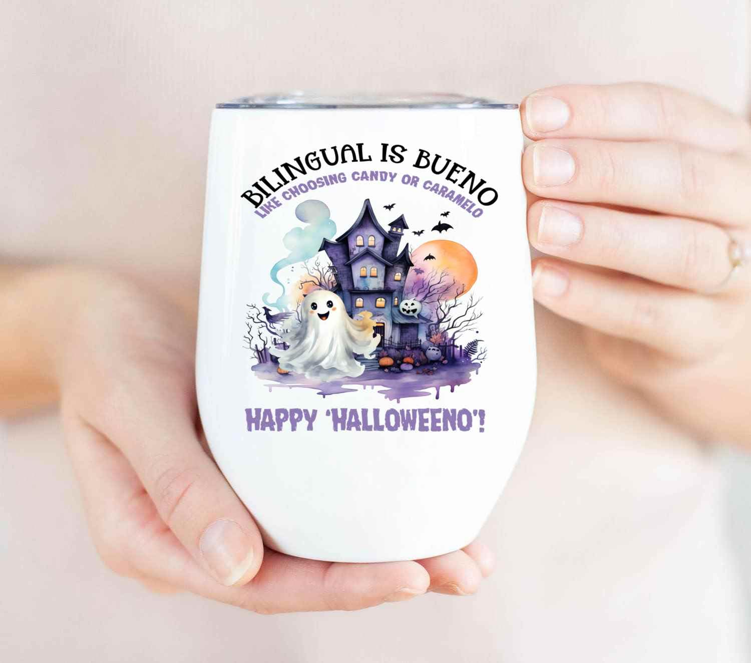 Funny Gift Colorful Unique Gifts for Halloween – Bilingual Is Bueno Like Choosing Candy or Caramelo Happy ‘halloweeno’, Add Some Fun To Your