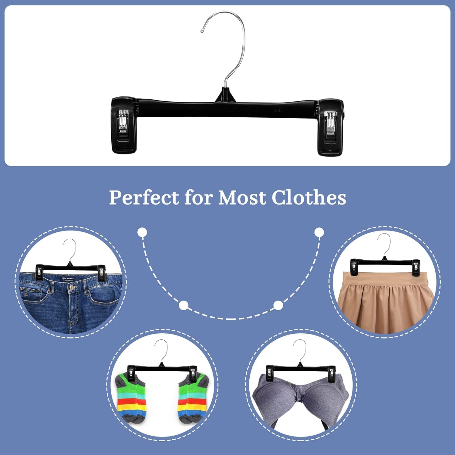 HOUSE DAY Perchas para pantalones y faldas  Paquete de 10 perchas para pantalones con clips grandes antideslizantes  Perchas de armario para