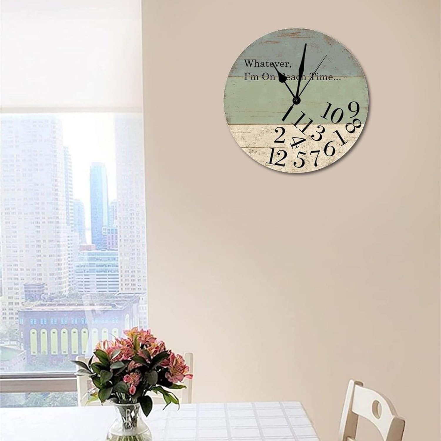 Reloj de pared de madera rústica, 12 pulgadas, movimiento de barrido silencioso, estilo vintage, fácil de leer