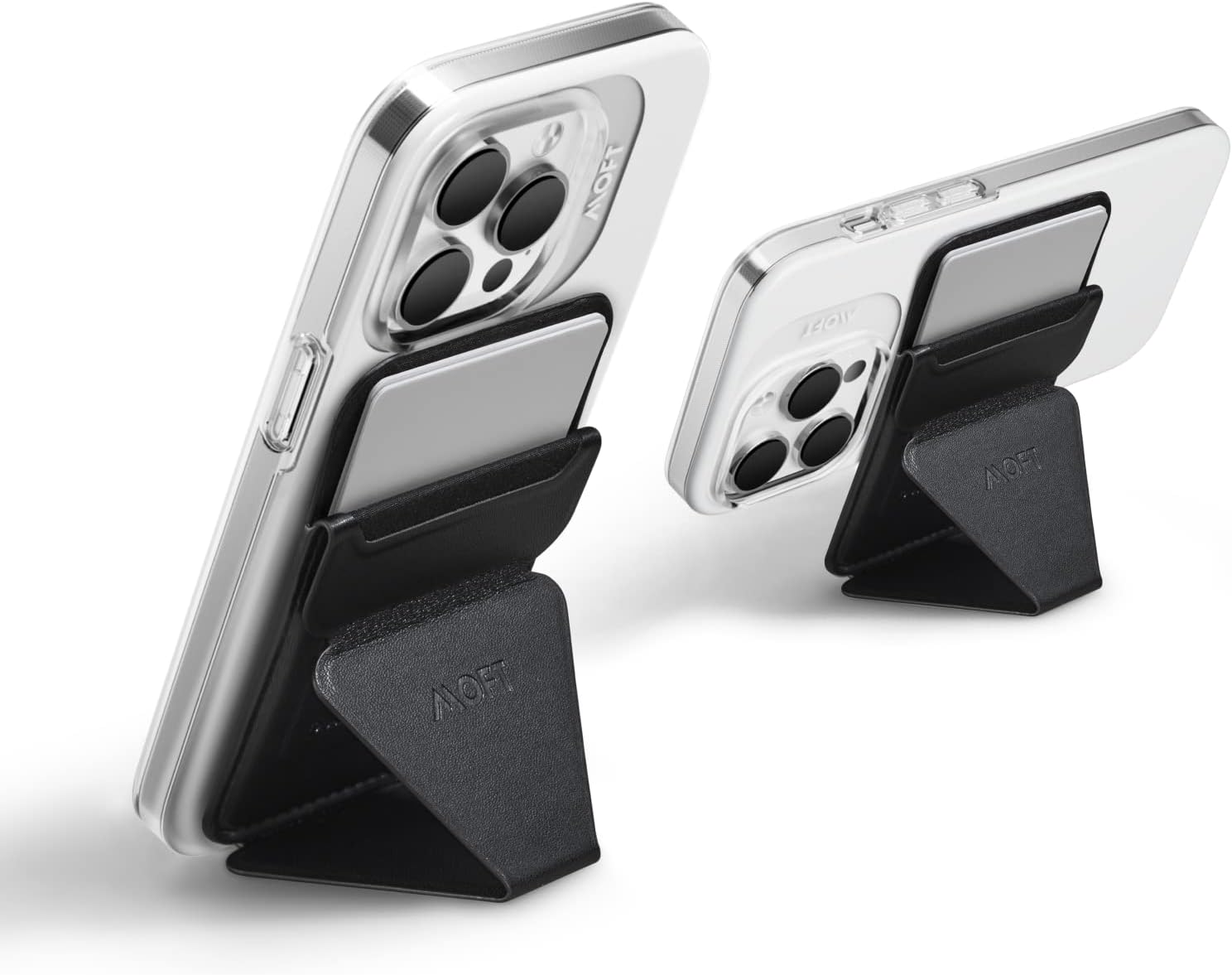 MOFT MagSafe – Soporte tipo cartera para iPhone serie 15141312, soporte de teléfono compatible con MagSafe con 3 ángulos de visión (negro noche)