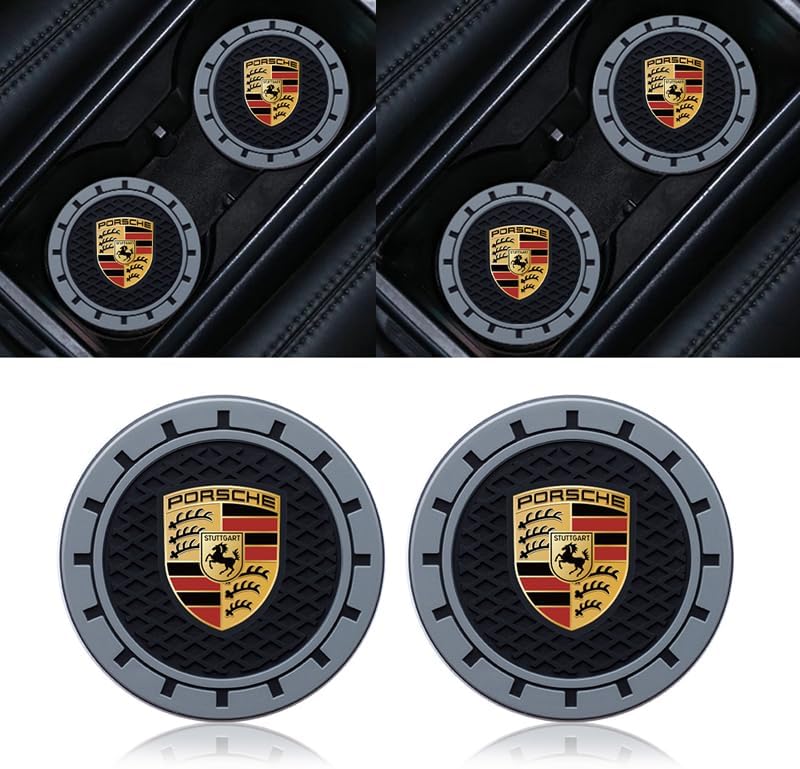 Portavasos de automóvil para Porsche Panamera Cayenne Macan Boxster Taycan Cayman 718 911, 2 posavasos de automóvil para soporte de bebidas de