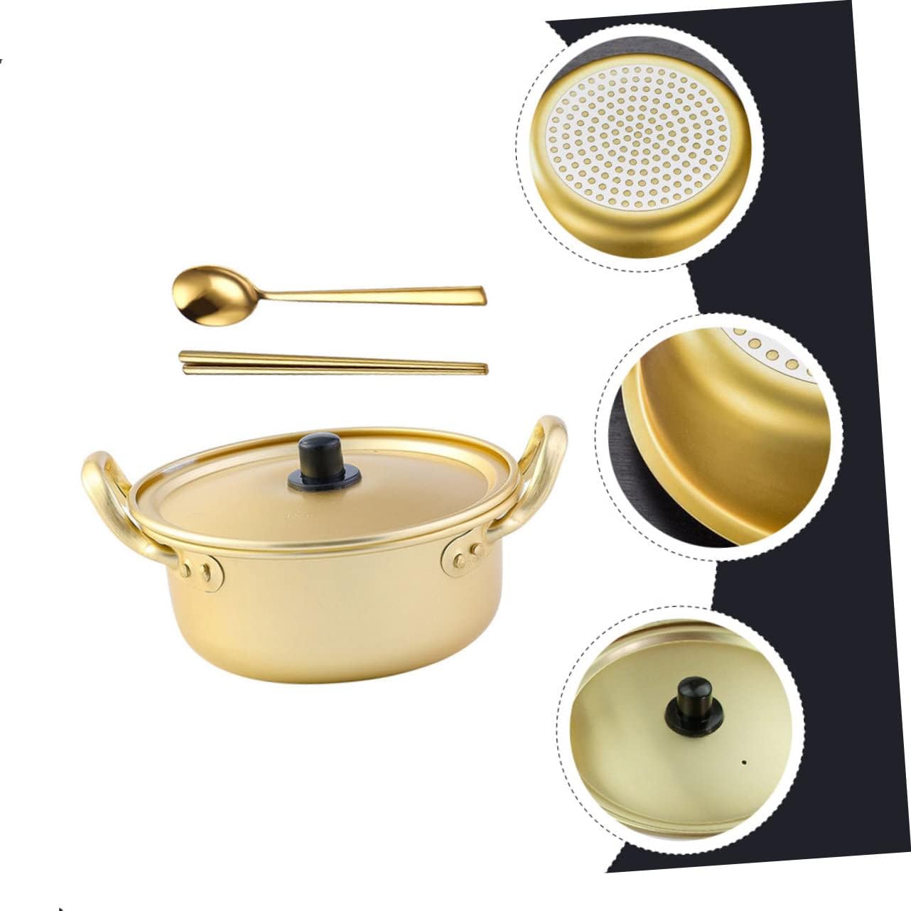 ABOOFAN Olla de fideos instantáneos para el hogar, utensilios de cocina de acero inoxidable, cuenco de fideos coreanos, ollas coreanas eléctricas