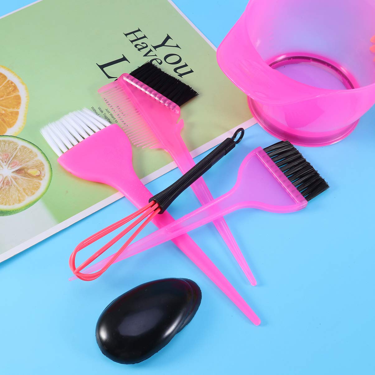 Beaupretty Kit de coloración de tinte para el cabello de 6 piezas con cuenco de color de cabello, cepillo de teñido de cabello, kit de herramientas