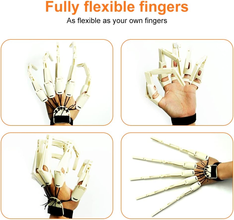 Extensiones de dedo articuladas de Halloween, 1 par de marionetas de dedo de mano de esqueleto flexible, para cumpleaños, Navidad, disfraces de
