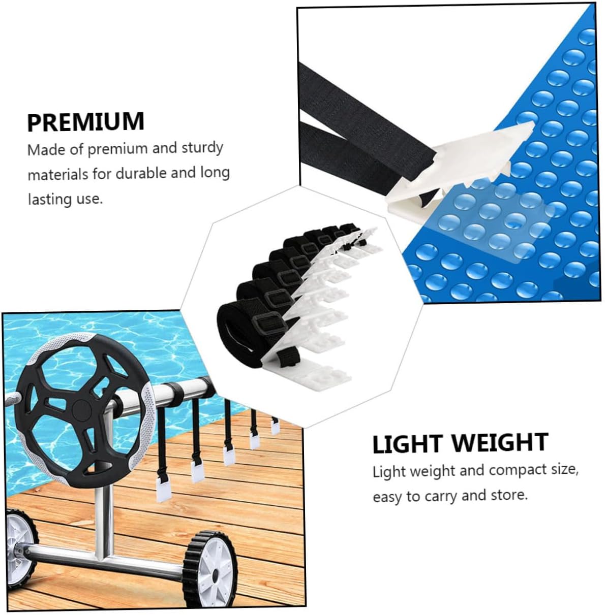 Yardwe 1 juego de carrete de piscina inflable para piscinas, toldo para toldo, kit de tornillos, cubierta solar, accesorio para carrete, hebillas,