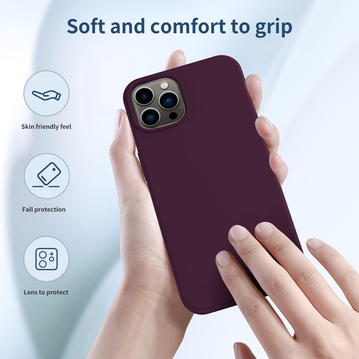 FUNMIKO Funda compatible con iPhone 13 Pro Max con protector de pantalla, funda de silicona líquida sedosa, forro de microfibra suave a prueba de