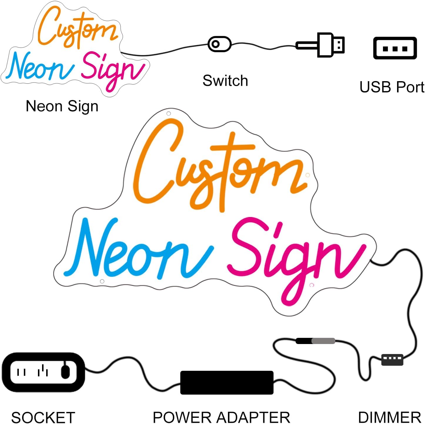 Letreros de neón personalizados para decoración de pared, regalos de neón personalizados de Brochao con nombre, letreros de luces de neón LED,