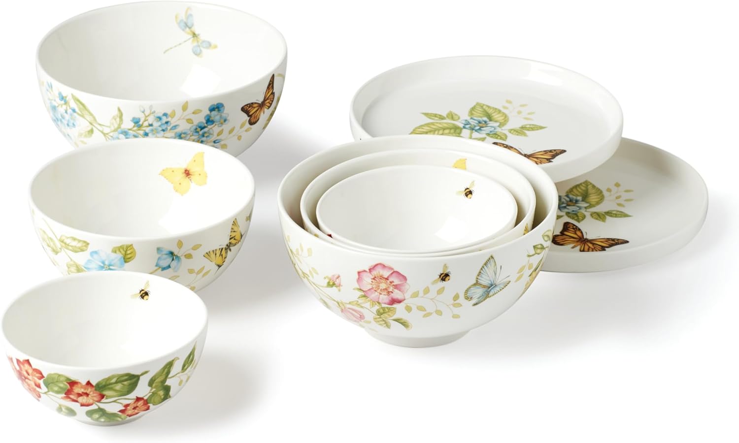 Lenox – Juego de vajilla tipo nido Luna Butterfly Meadow, 10.85 libras, multicolor