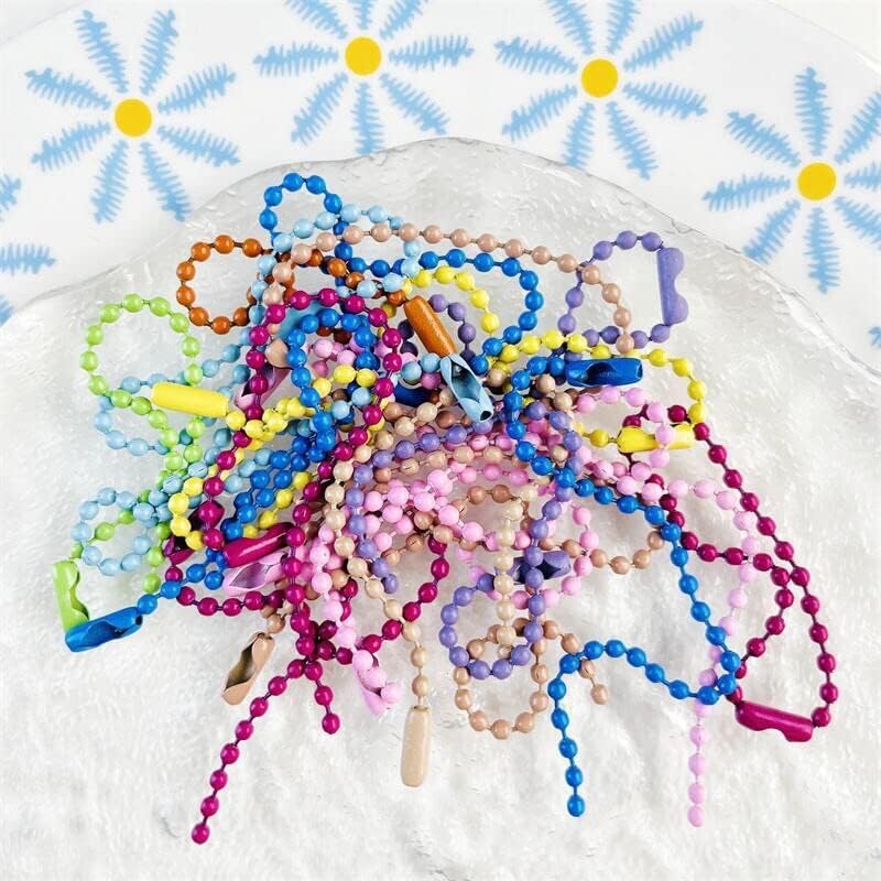 100pcs arco iris colorido bola bola llavero hebilla cuentas cadena DIY accesorio, Color del arco iris