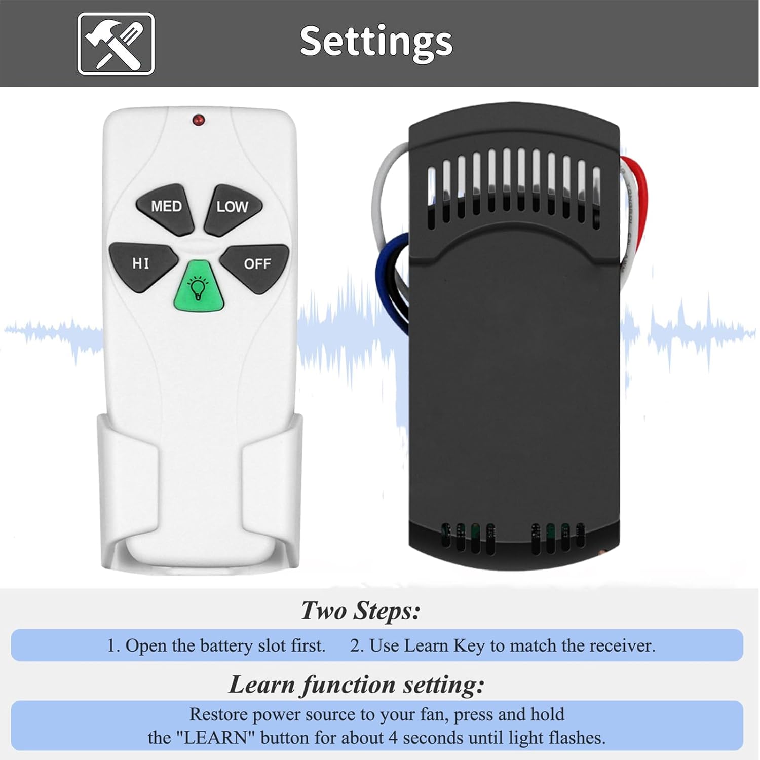 Kit de control remoto universal para ventilador de techo Hampton Bay Hunter Honeywell Allen+Roth Kichler Litex, luz de encendidoapagado y control de