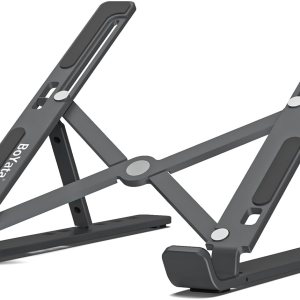 BoYata Soporte para laptop, soporte portátil para computadora de escritorio, elevador plegable de aluminio para laptop con 6 niveles de ajuste de BoYata Soporte para laptop, soporte portátil para computadora de escritorio, elevador plegable de aluminio para laptop con 6 niveles de ajuste de