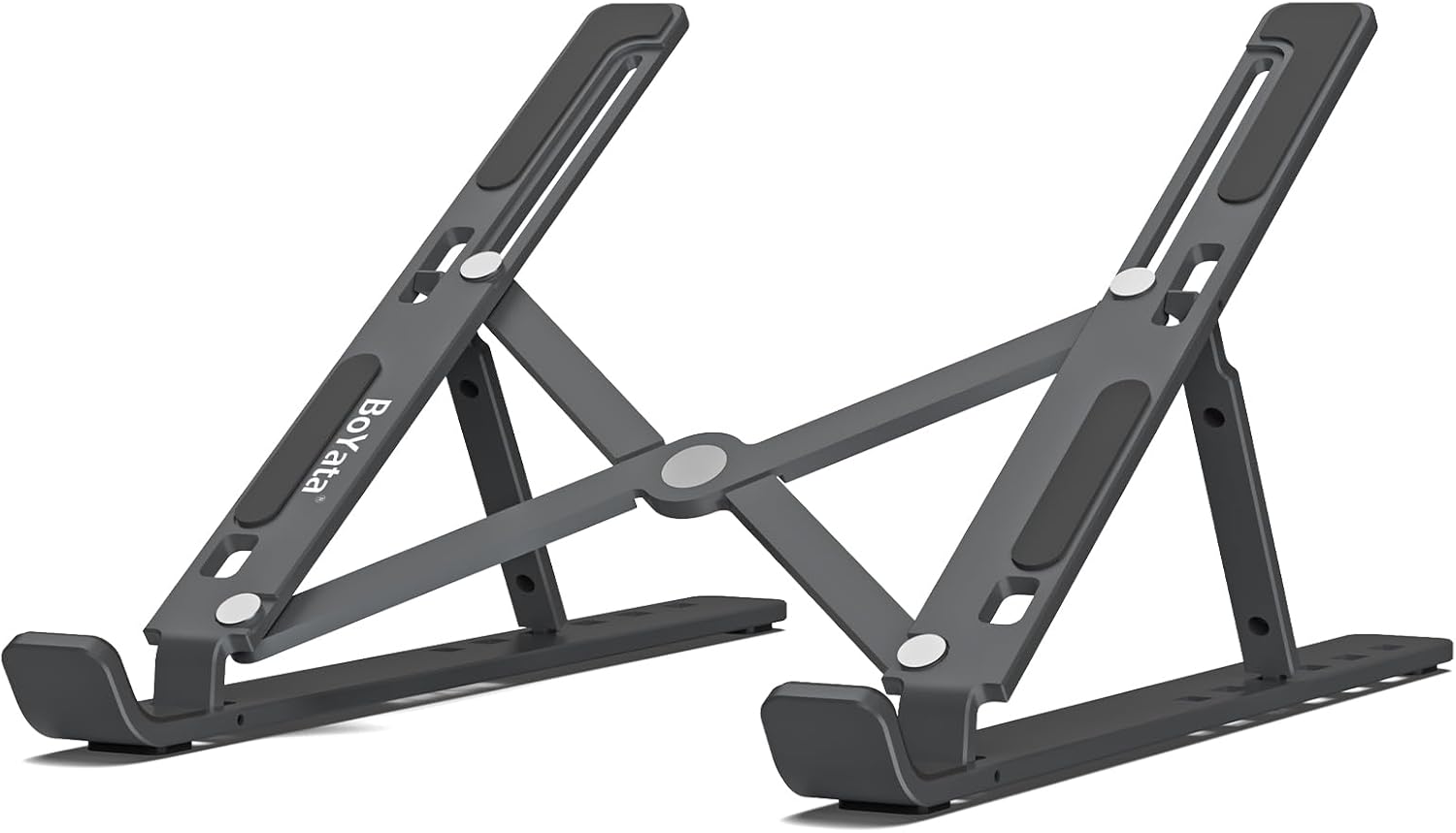 BoYata Soporte para laptop, soporte portátil para computadora de escritorio, elevador plegable de aluminio para laptop con 6 niveles de ajuste de