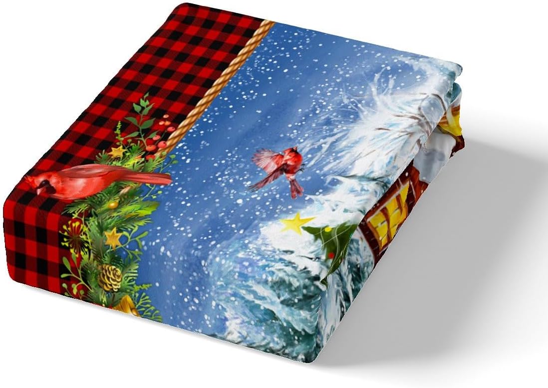 Juego de funda de edredón de Navidad para niños, tamaño King, juego de ropa de cama retro de camión rojo y vista de nieve de invierno, 3 piezas,