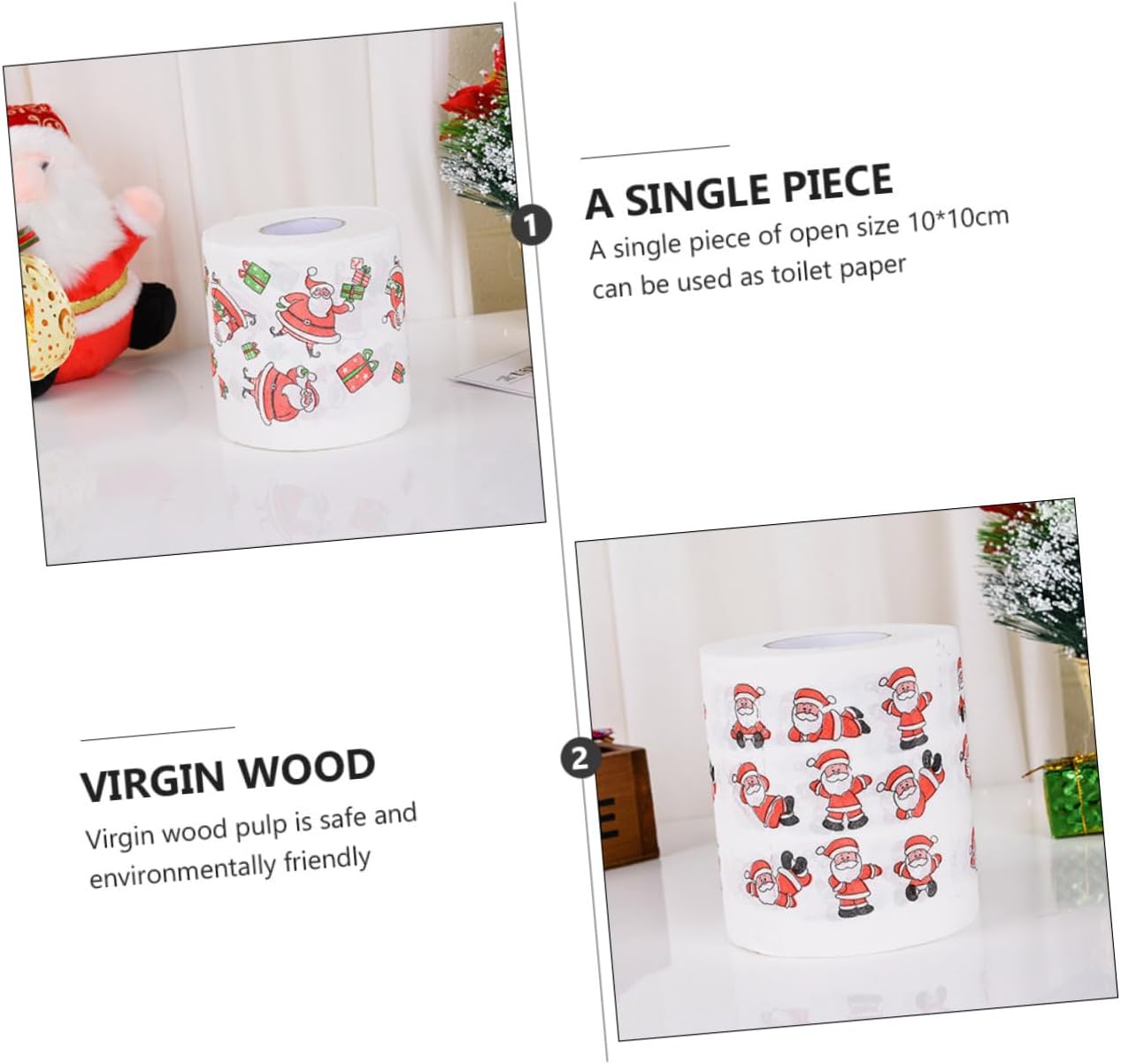 Didiseaon 5 rollos de papel higiénico navideño divertido papel higiénico de Navidad impreso suministros de fiesta Feliz árbol de Navidad,