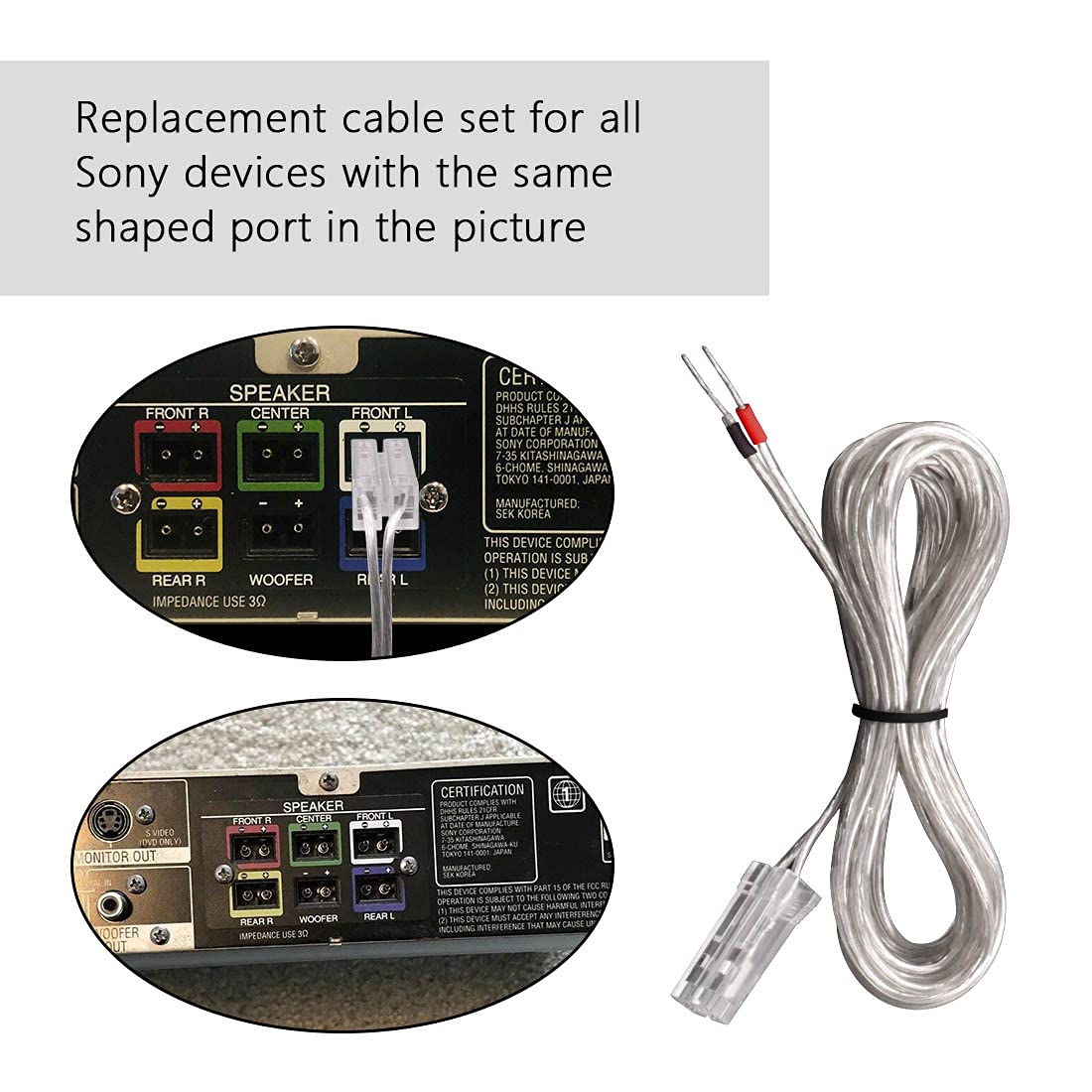 Cable de altavoz de 13.12 pies con conector para Sony DHC-AZ3DM DHC-AZ7DM DHC-FLX5D DHC-FLX7D MHC-GN660 MHC-GN770 MHC-GN880 MHC-GX9000 MHC-WZ5