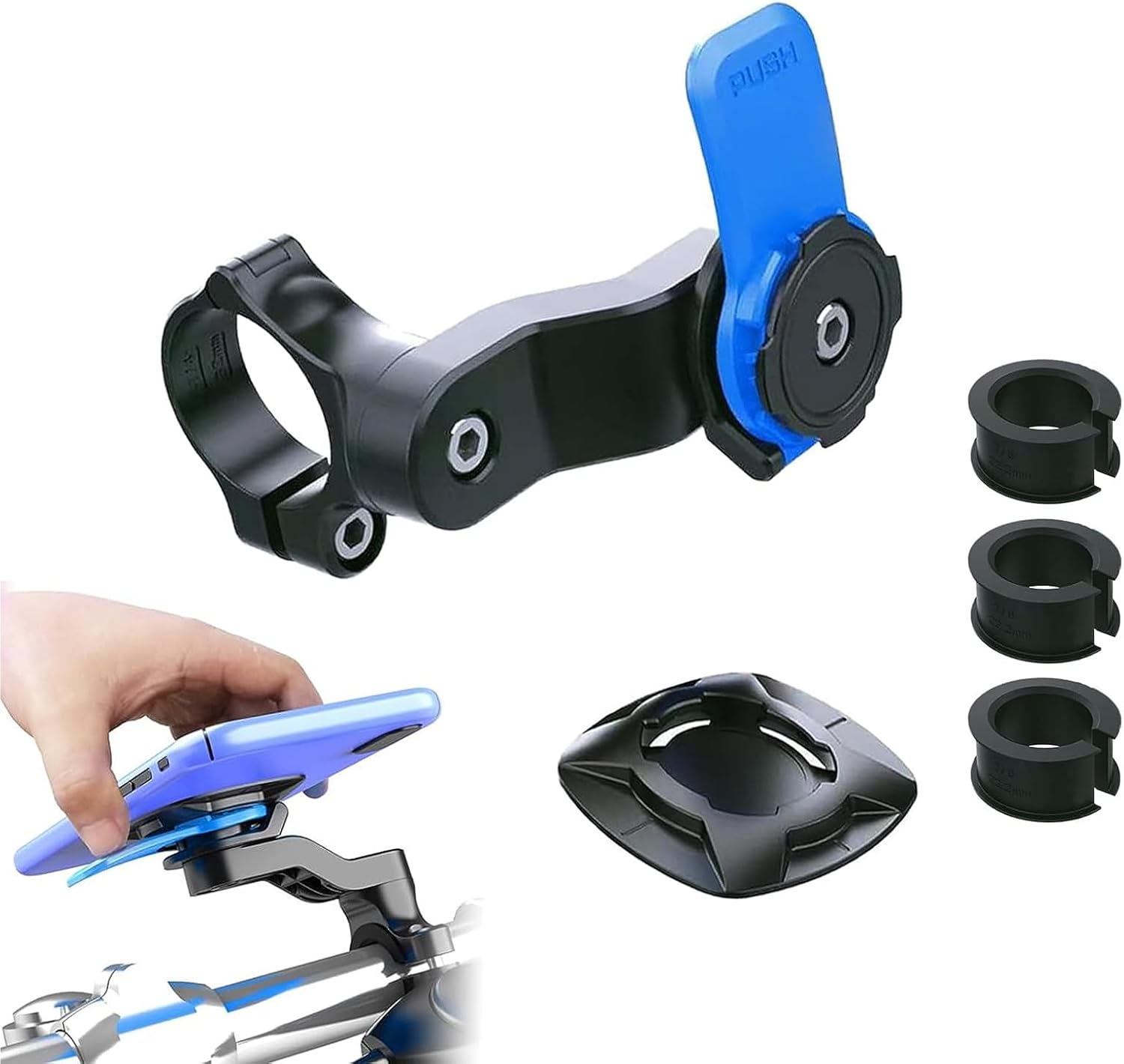 1 soporte para teléfono celular para bicicleta, rotación de 360 grados, ajustable, 1 segundo, soporte antivibración que absorbe los golpes, soporte