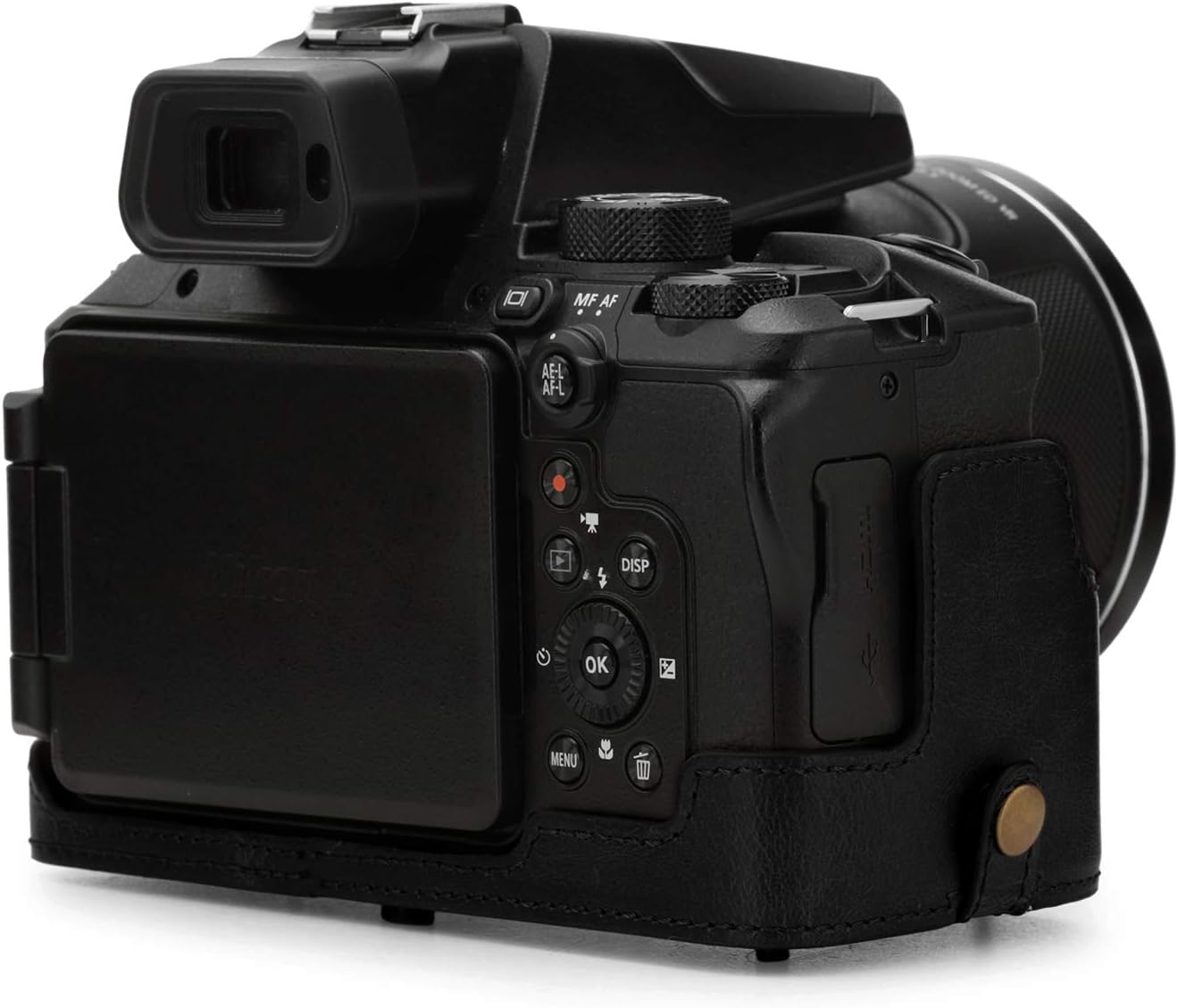 MegaGear Ever Ready – Funda de piel compatible con Nikon Coolpix P950, color negro (MG1877)
