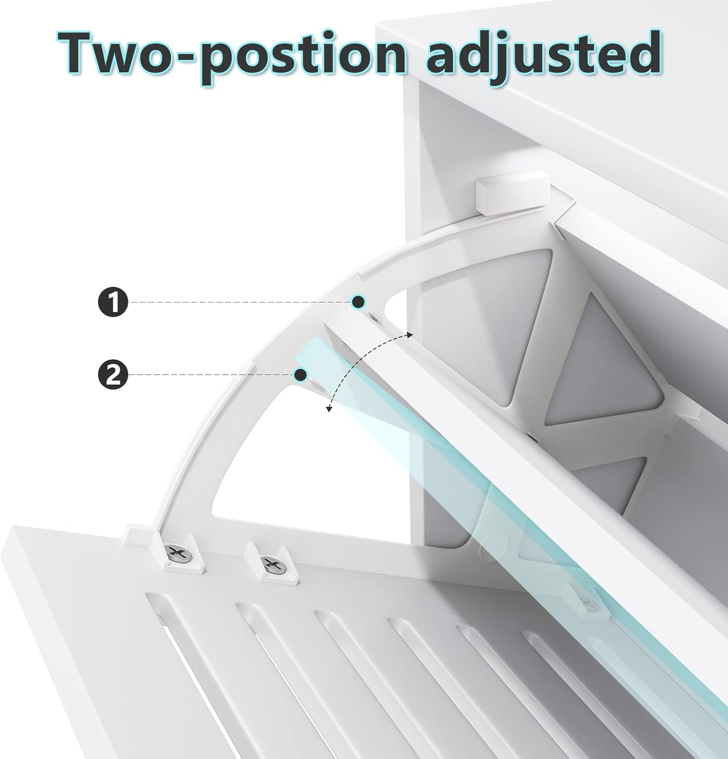 Hommoo Armario de almacenamiento de zapatos blanco con puerta de 3 listones abatibles, armario estrecho para zapatos con estante ajustable, gabinete