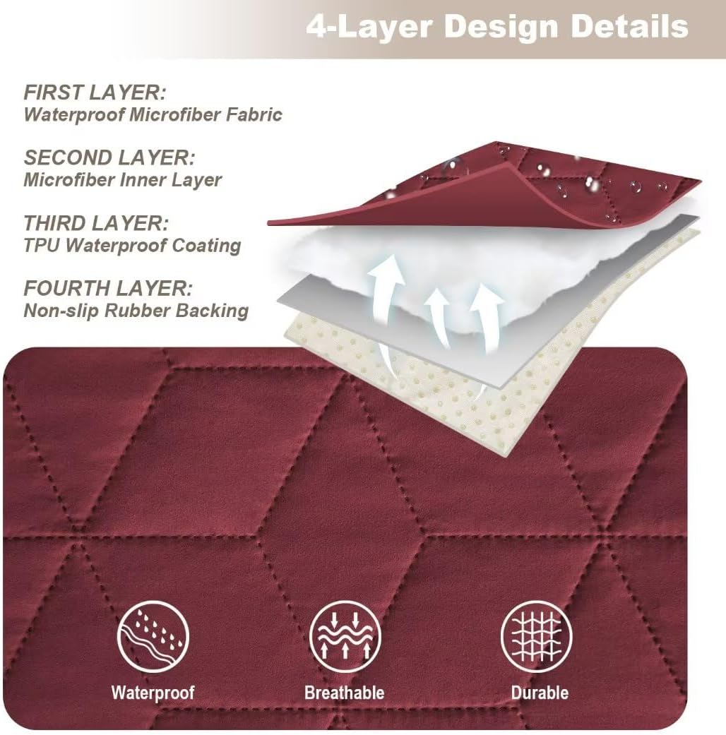 Victree Funda reclinable antideslizante para silla reclinable, 100 % impermeable, funda de sofá reclinable, protector de muebles con bolsillo y