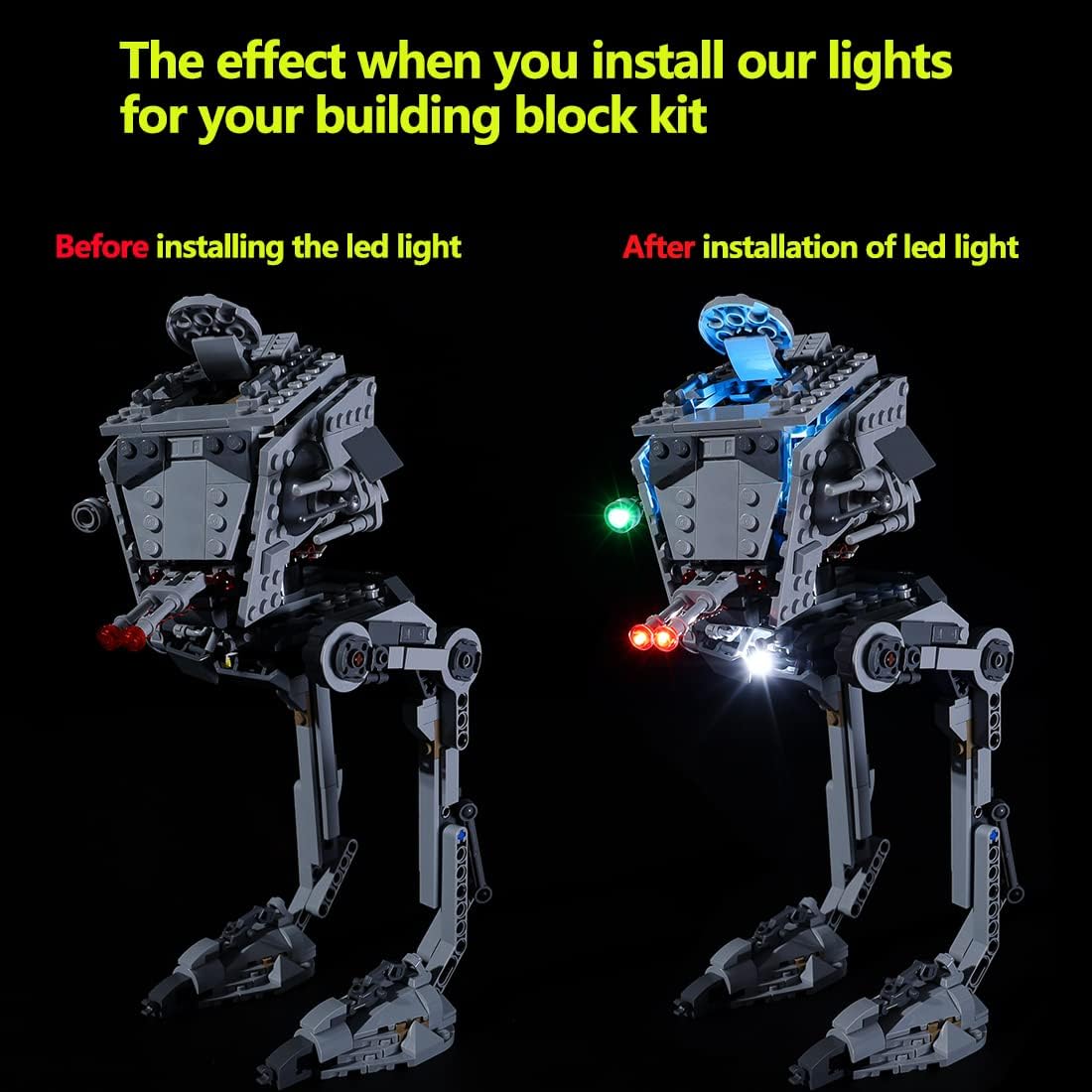Kyglaring Kit de iluminación LED solo juego de luces diseñado para Lego Star Wars Hoth at-ST 75322 Model Building Set, sin juego de Lego (versión