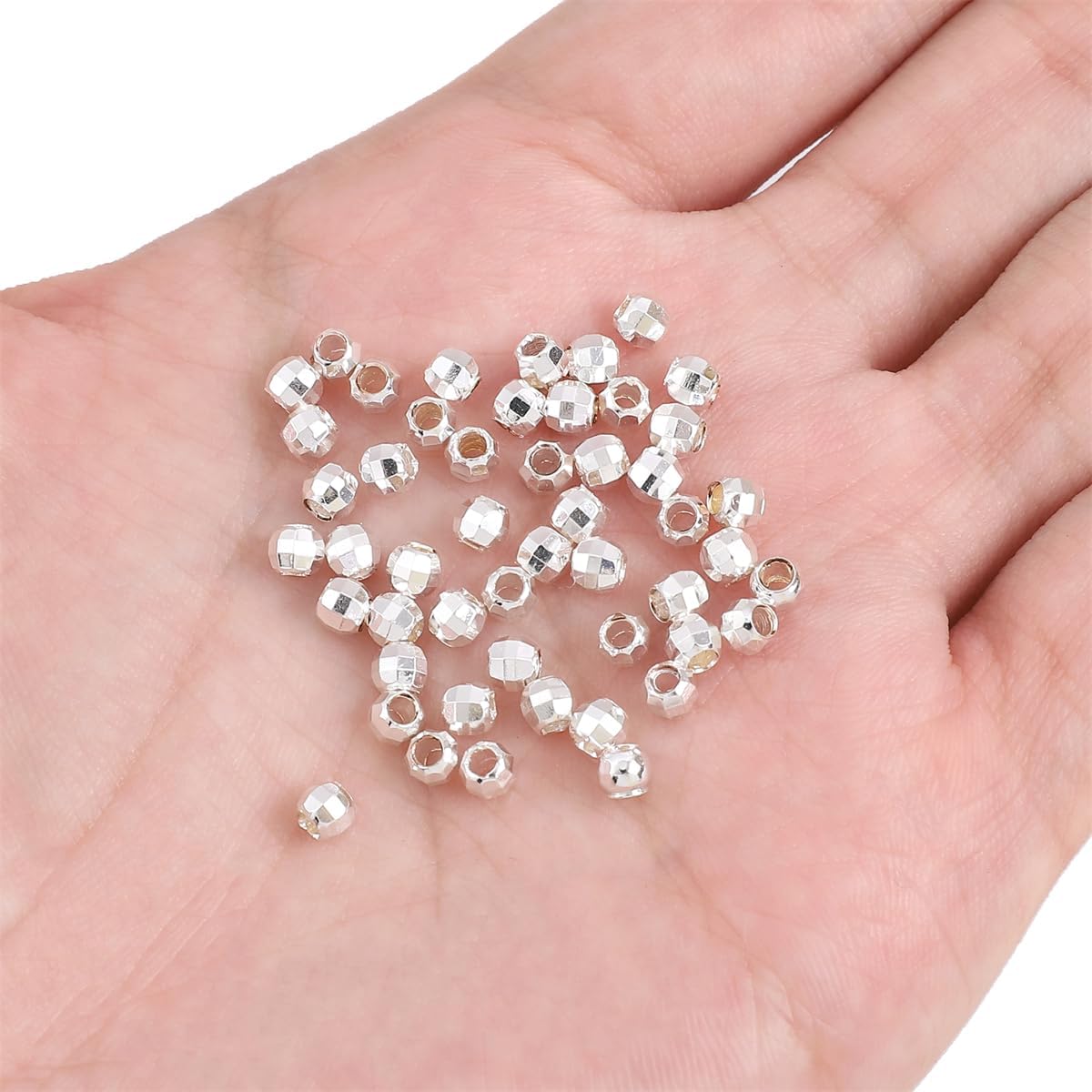 Láser plateado redondo espaciador granos 0.157×0.157 in 50pcs para la fabricación de joyas hallazgos no se deslustra
