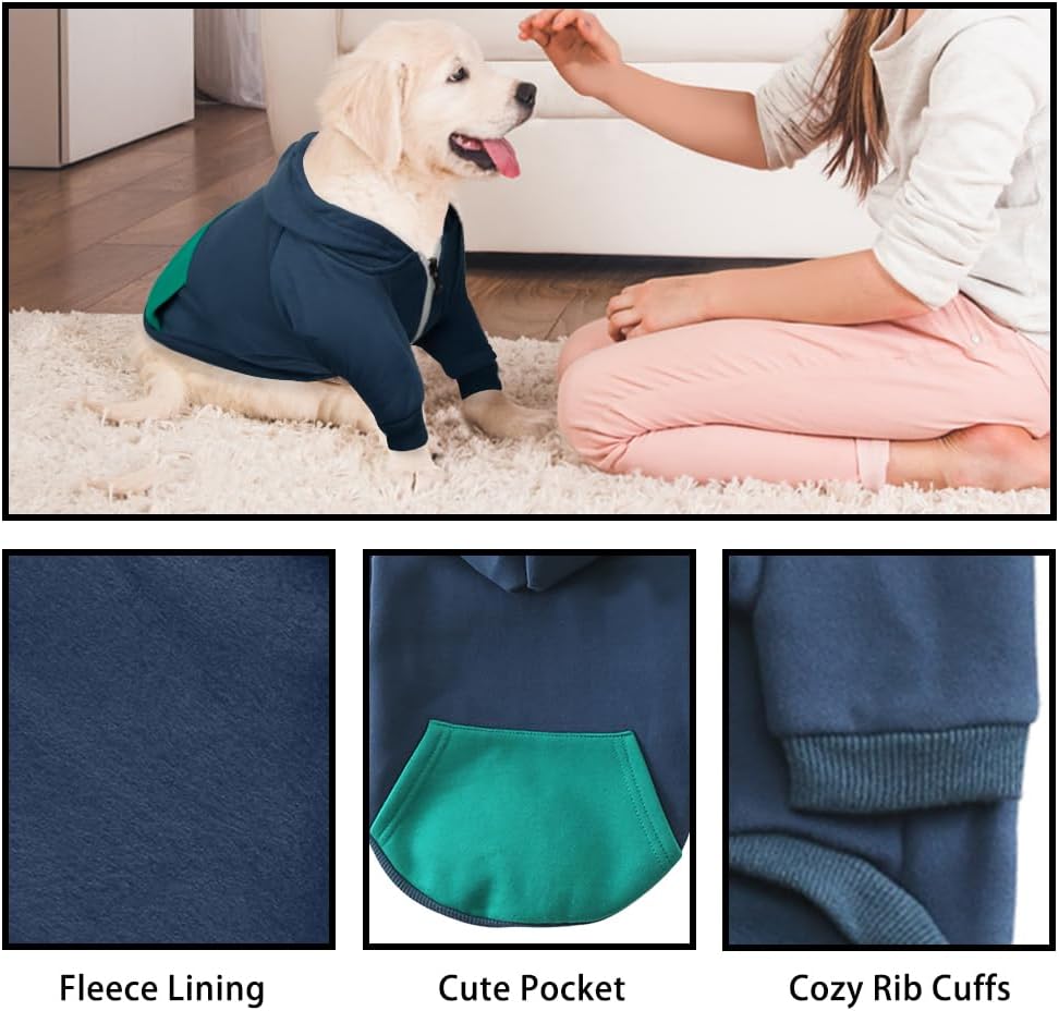 TQFlow Sudadera con capucha para perro, ropa para mascotas, sudadera suave para perro, sudadera de forro polar cálido para perros pequeños y