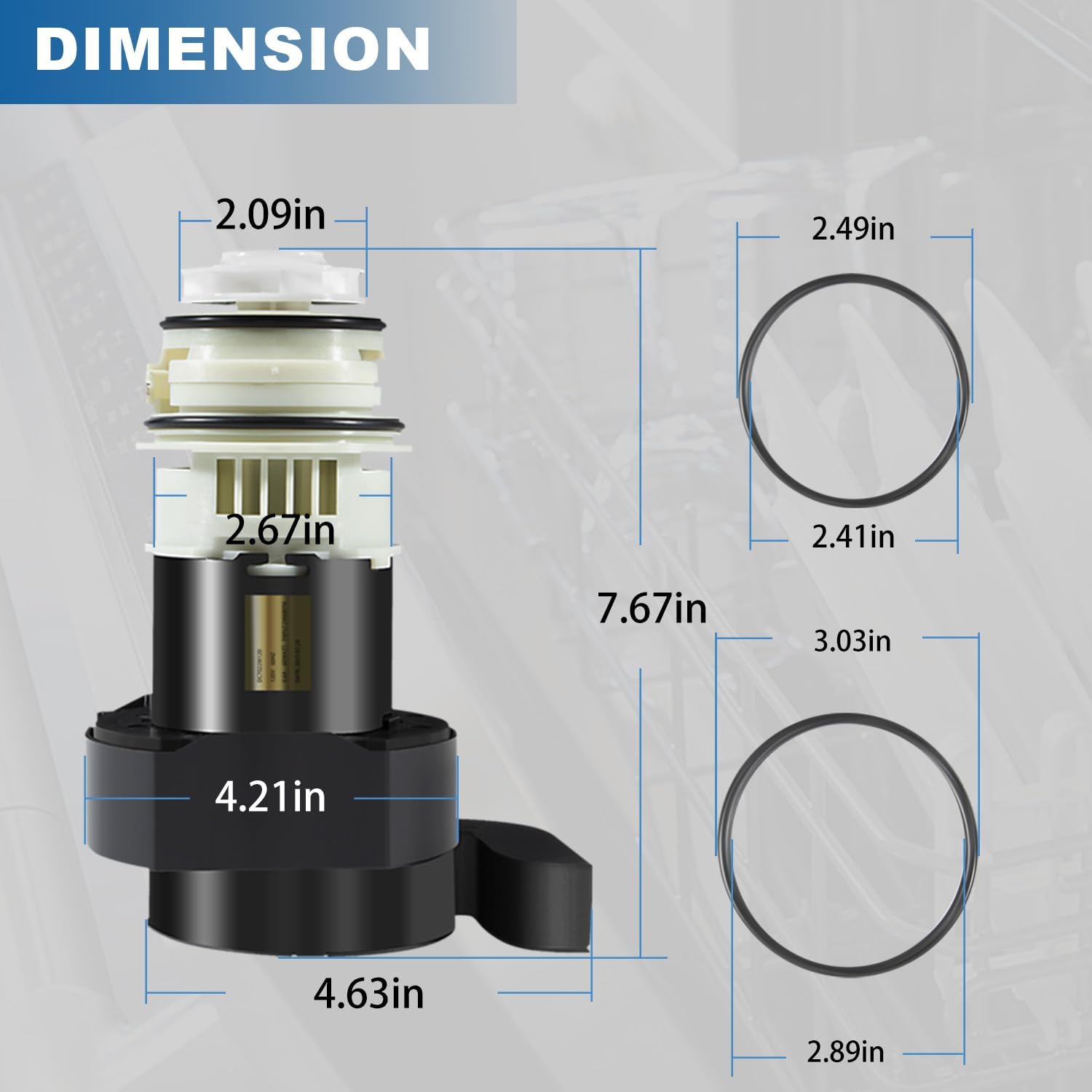154844101 Motor Kit154844101 Motor de bomba de circulación para lavavajillas con juntas tóricas para lavavajillas Frigidaire, reemplazar 154483001