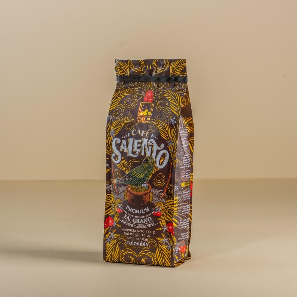 Cafe Salento Gourmet Premium – Café en grano entero, tostado medio, bolsa de 16 onzas, 100% café colombiano (grano entero de tueste medio)
