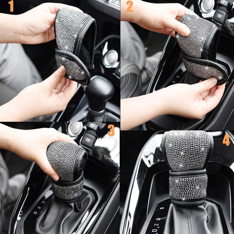 Bling Bling – Funda para pomo de palanca de cambios automática, con diamantes de imitación brillantes de cristal, protector de palanca de cambios de