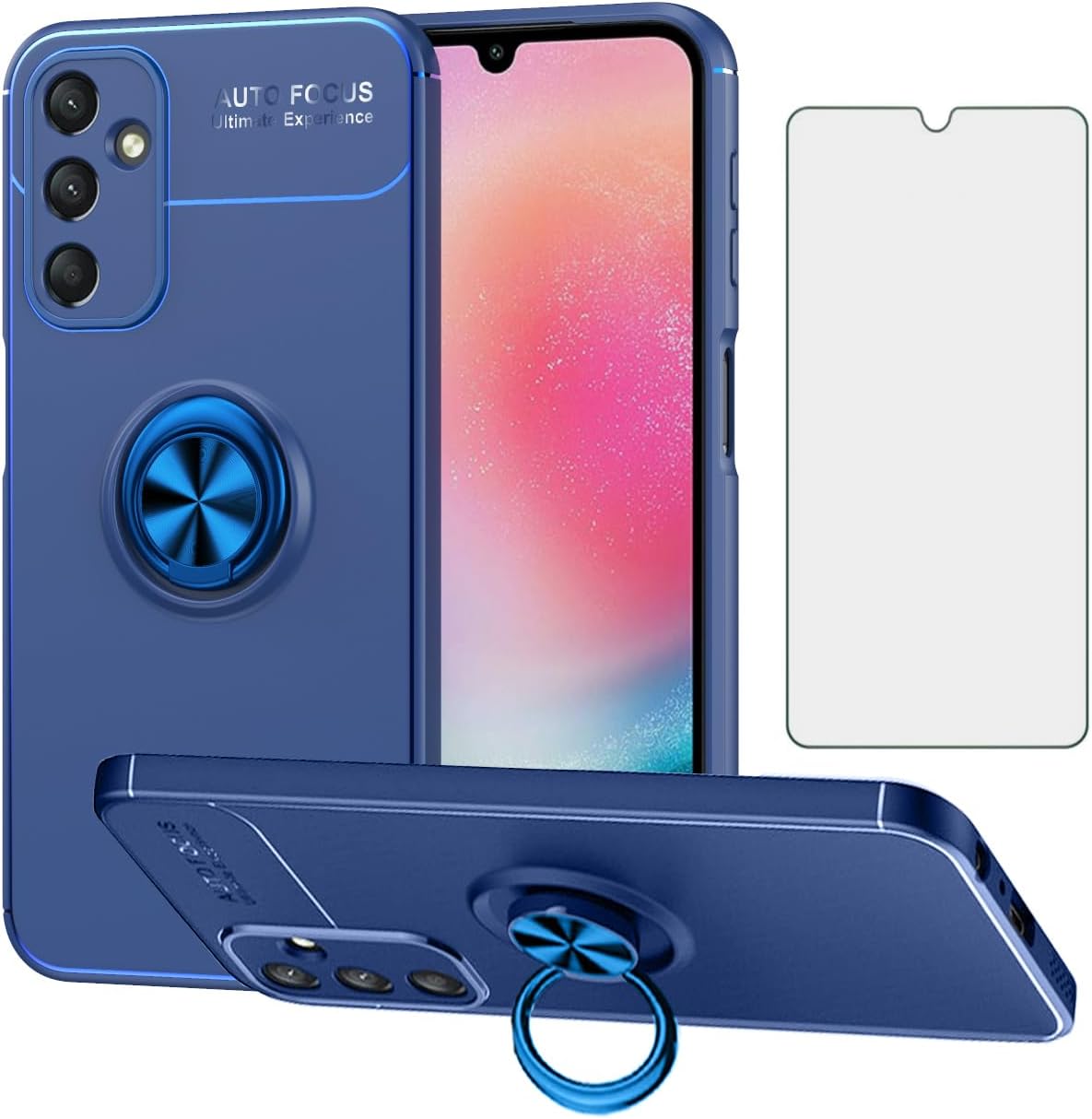 Asuwish Funda de teléfono para Samsung Galaxy A24 4G5G con protector de pantalla de vidrio templado y accesorios para celda, soporte de anillo