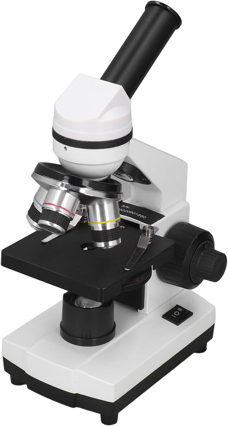 Microscopios 40X-640X para estudiantes niños adultos, microscopio monocular de alto aumento con cuerpo metálico, microscopios monoculares de