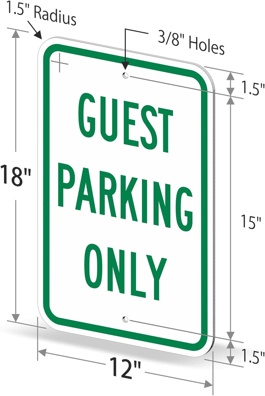 SmartSign Letrero de “Guest Parking Only”  12 x 18 pulgadas, aluminio reflectante de grado de ingeniero 3M