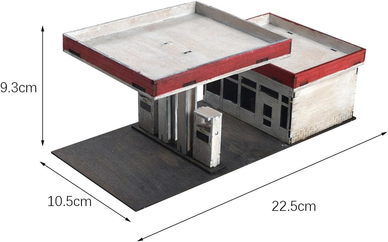 172 164 Kits de modelos de construcción, desmontaje rompecabezas 3D pintura de bricolaje, escena de arquitectura de gasolinera para accesorios de